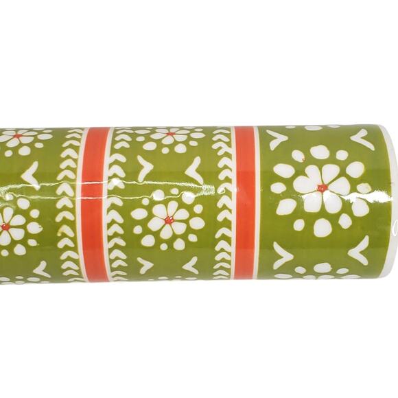 Anthropologie Ceramic Floral Folk Art Kitchen Rolling Pin Wood Handles Bloomcore - Picture 4 of 8